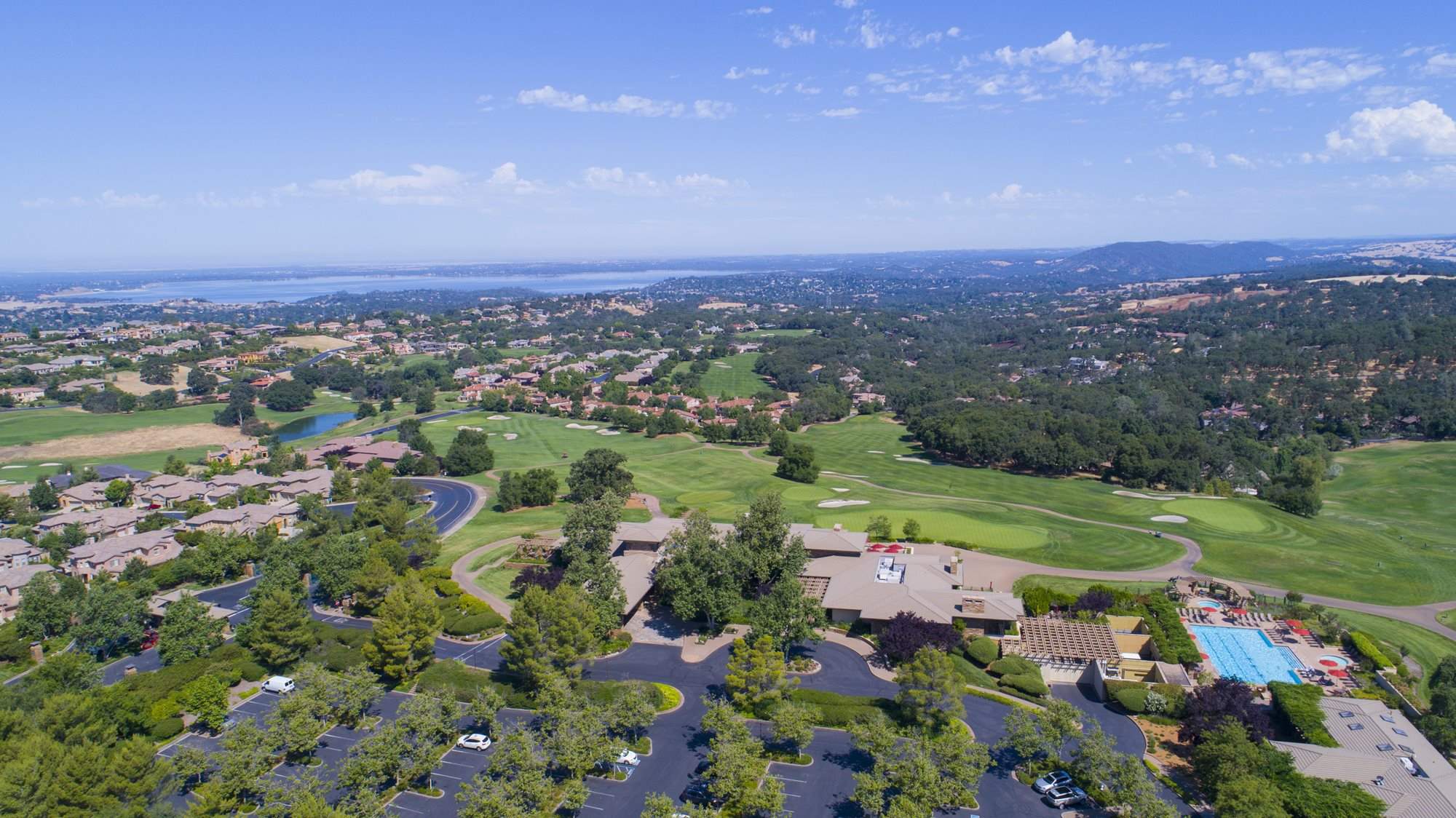 Sky view of Serrano Country Club in El Dorado Hills, CA.